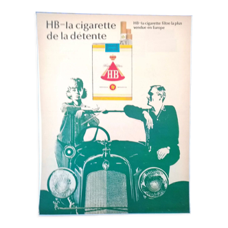 Paper advertisement theme tobacco cigarette HB Kronen filter from period review
