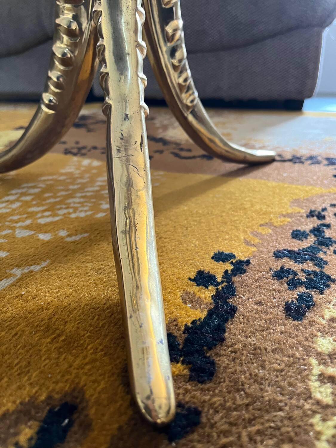 70's side table in brass and glass