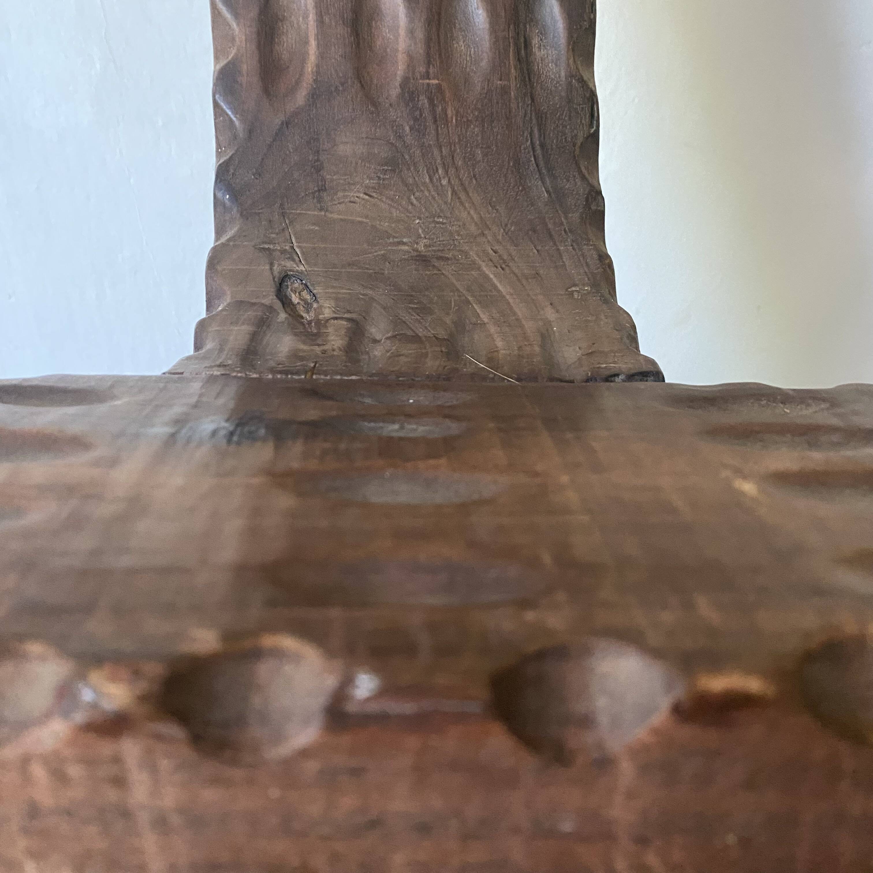 Vintage Spanish tripod chair in carved wood