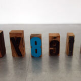 Printing locker with vintage wooden letters