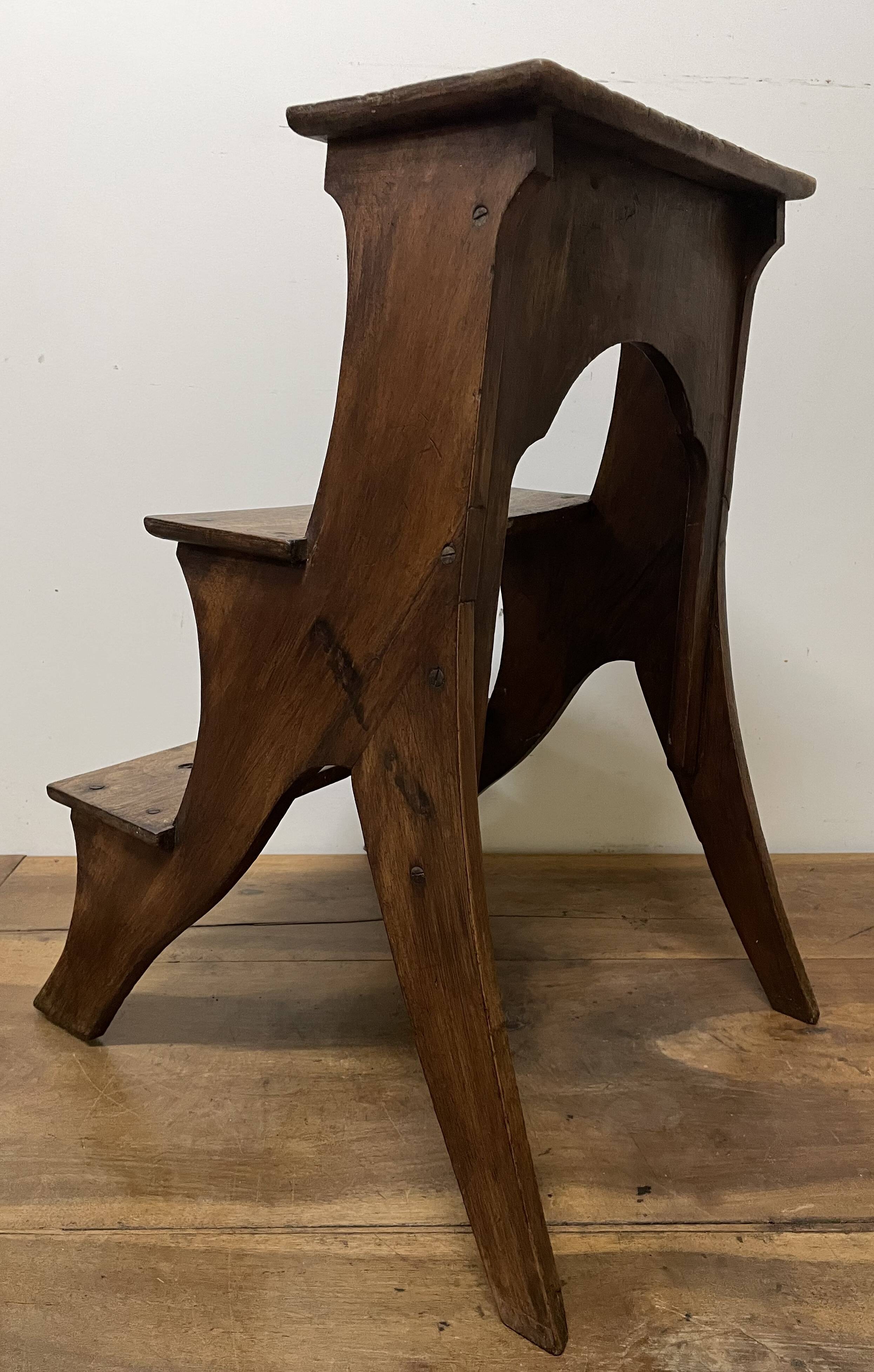 Walnut bookcase step stool