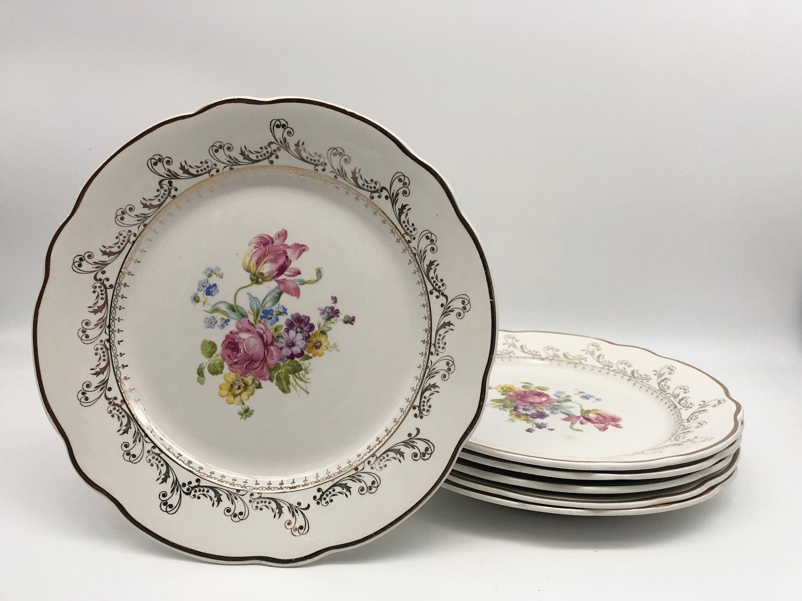 6 flat plates "Digoin Sarreguemines" model Arabesques