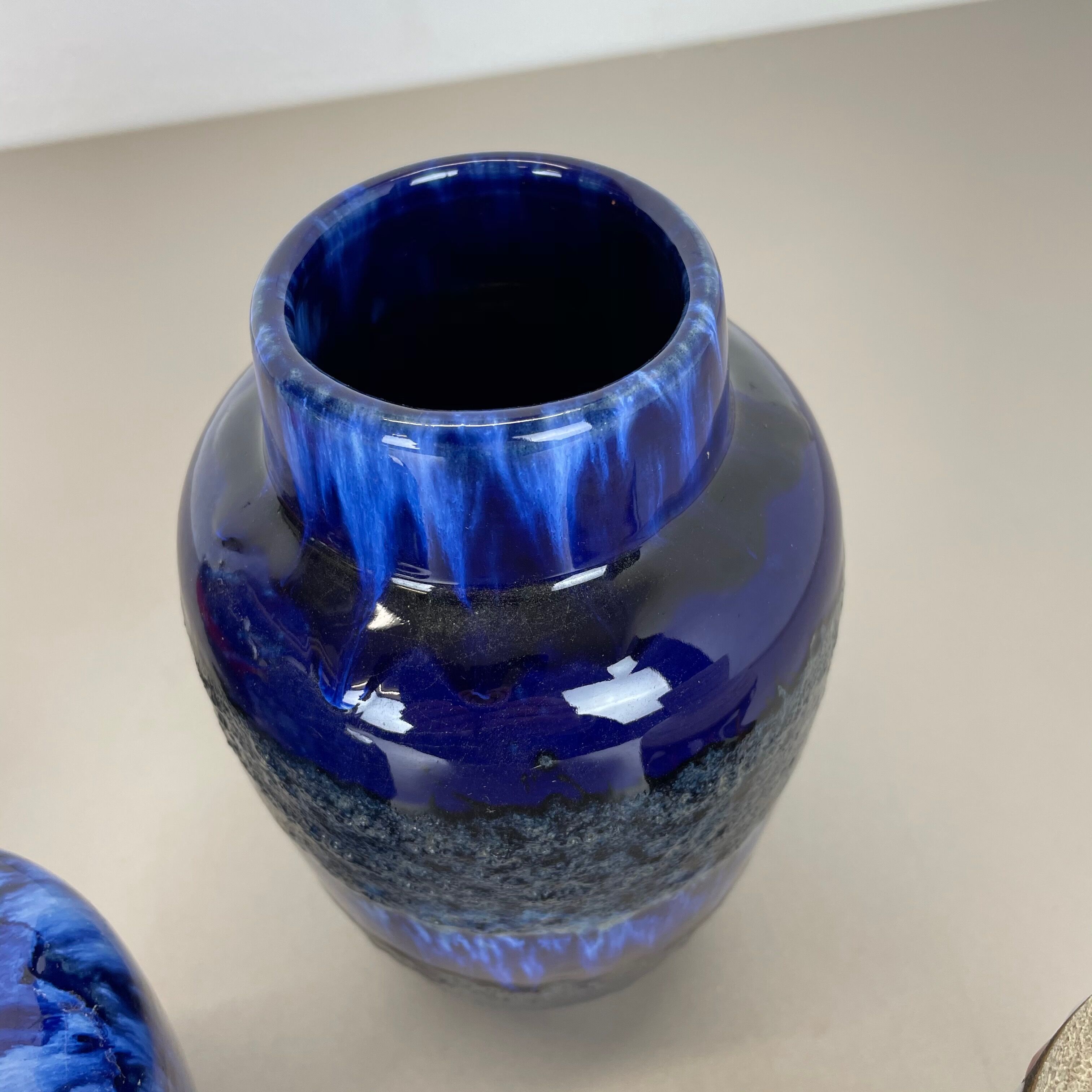 Set of Five Vintage Pottery Fat Lava Vases Made by Scheurich, Germany, 1970s