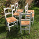 6 chaises blanches en bois assises paillées