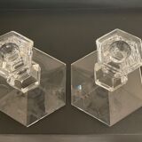 Pair of Val Saint Lambert crystal candle holders