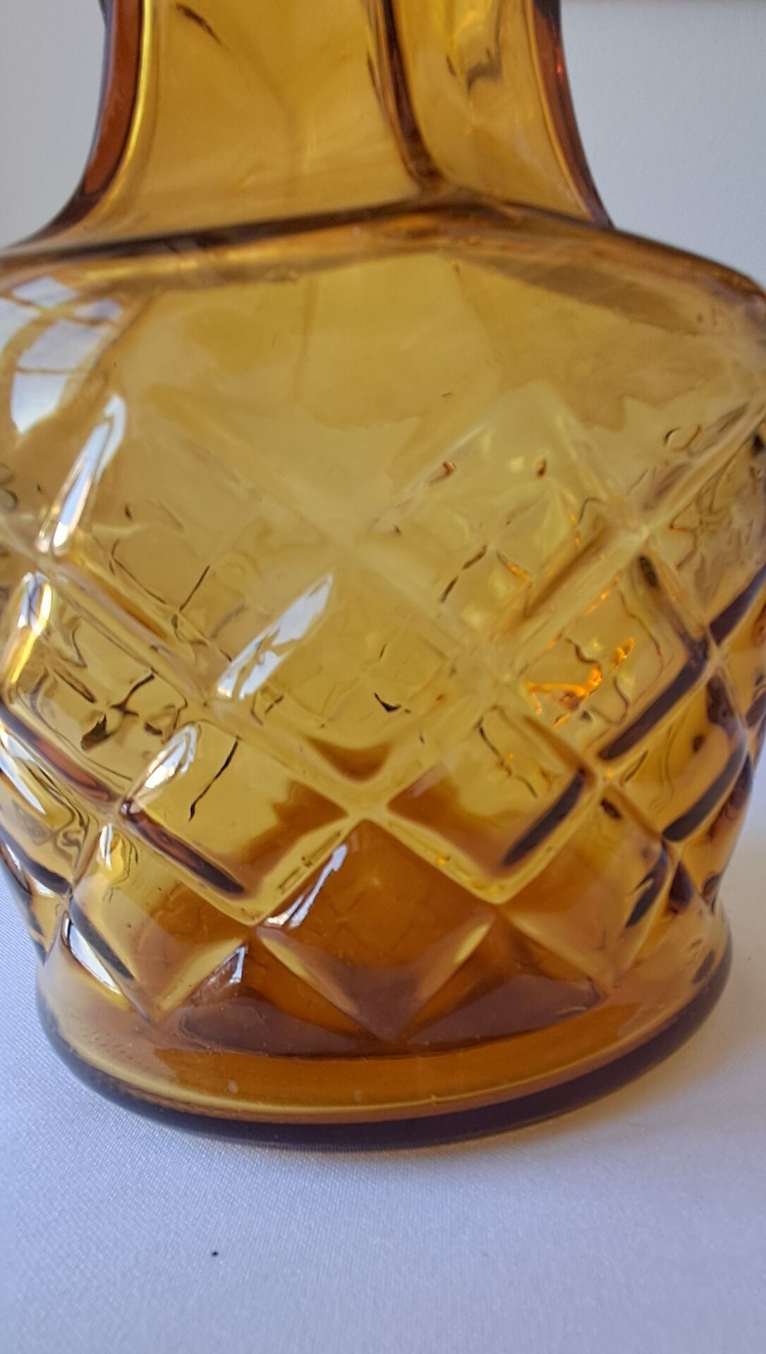 Amber glass carafe, brutalist style, Italy, 1970s.