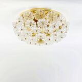 Very Large Mid Century Floral Murano Glass Flush Mount/Ceiling Light By Ernst Palme, Germany, 1970s