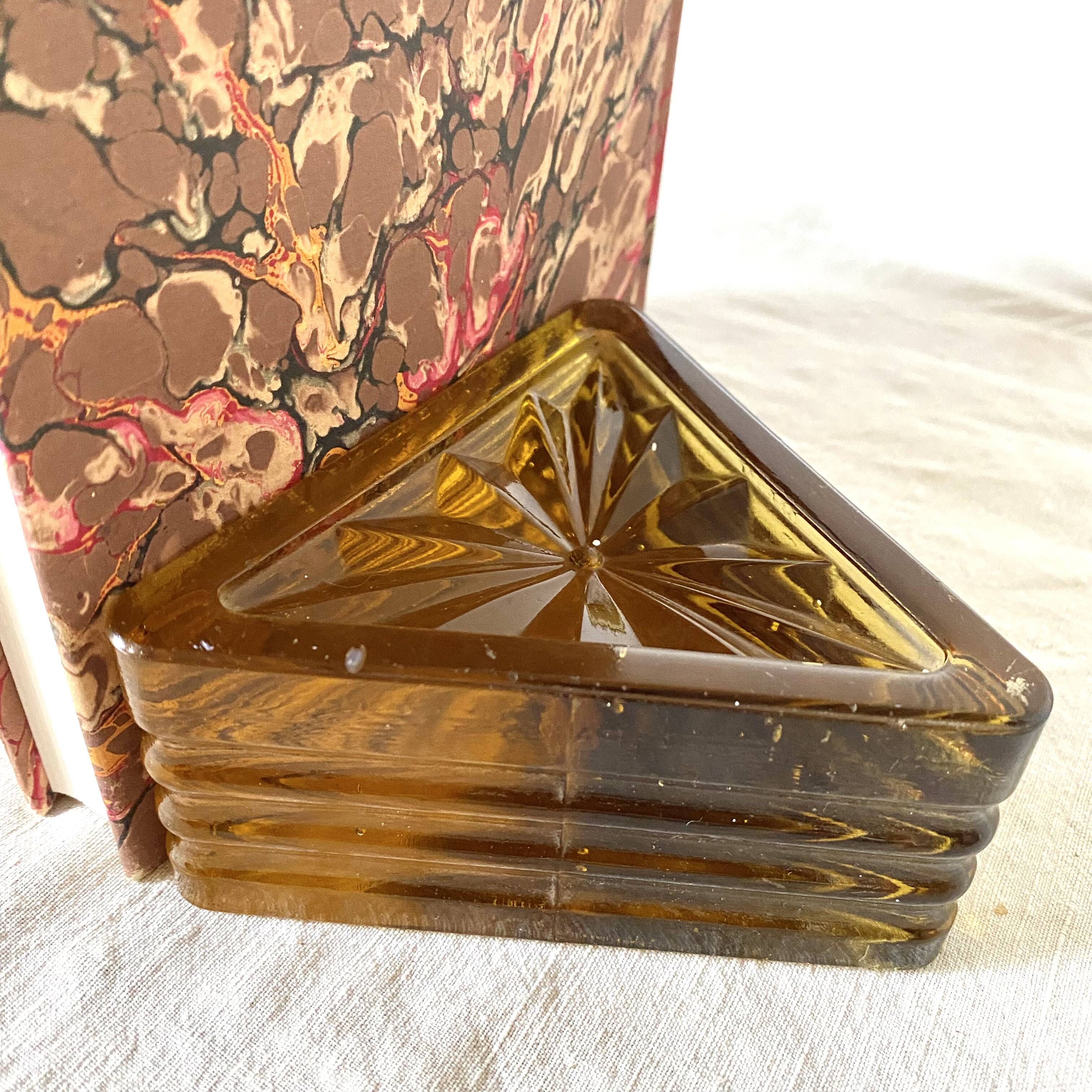 Pair of art deco glass bookends