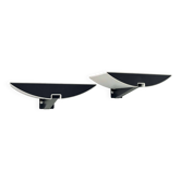 Pair of modernist wall lights, black and white lacquered metal, Italy 1980