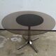 Table basse ajustable en table de séjour en inox avec verre fumé, 1970