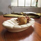 White and gold ceramic plate