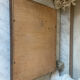 Art Deco service tray in precious wood under glass