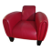 Fauteuil club design contemporain en cuir rouge – pièce sculpturale