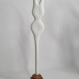 Biomorphic-inspired sculpture, on an industrial wooden base, 35 cm