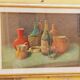 Dipinto Huile Sur Toile Nature Morte S. Piancaldi 50x70 Années 60/70