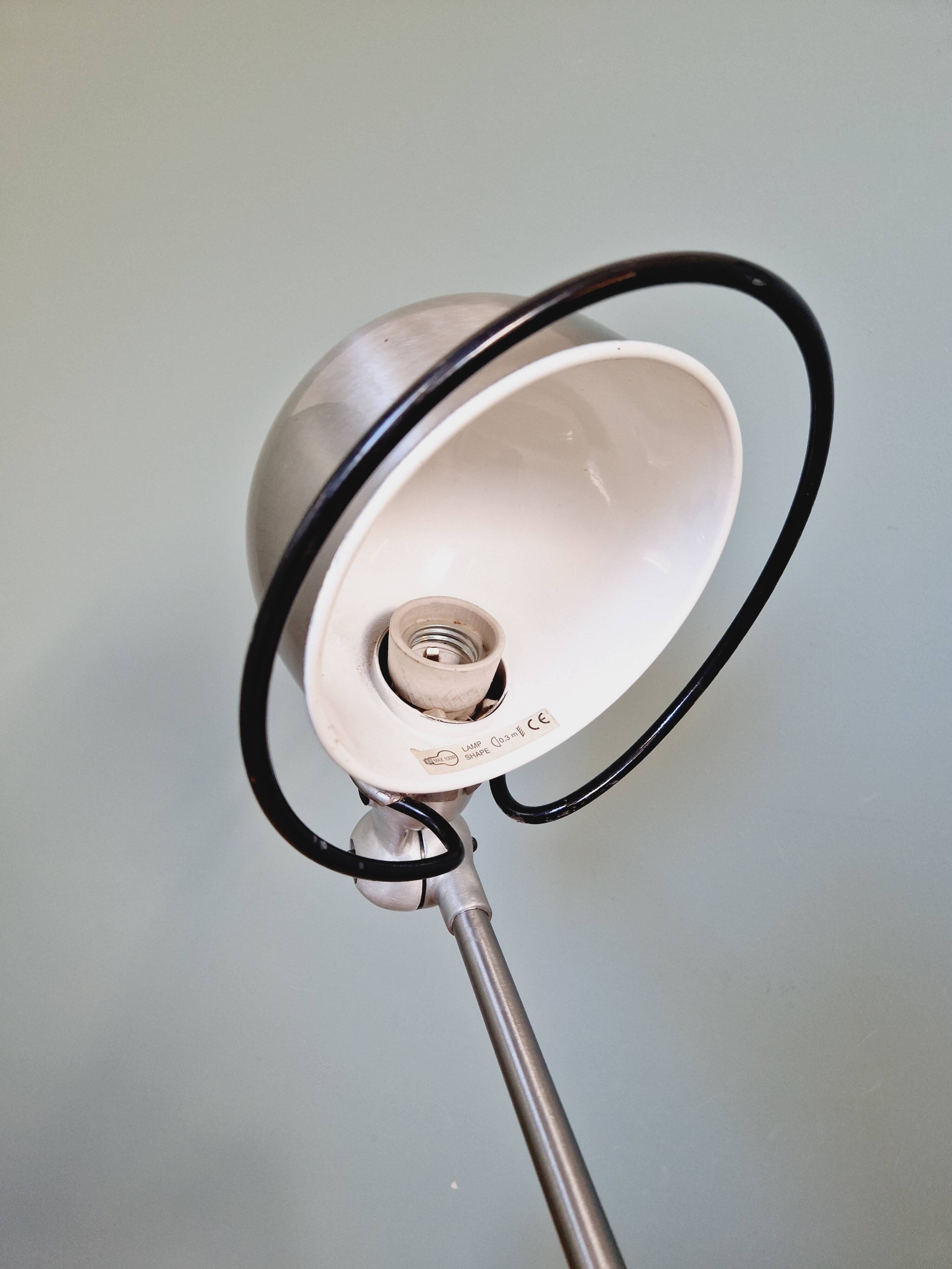 Set of 4 Jieldé industrial lamps in brushed steel, 3 arms