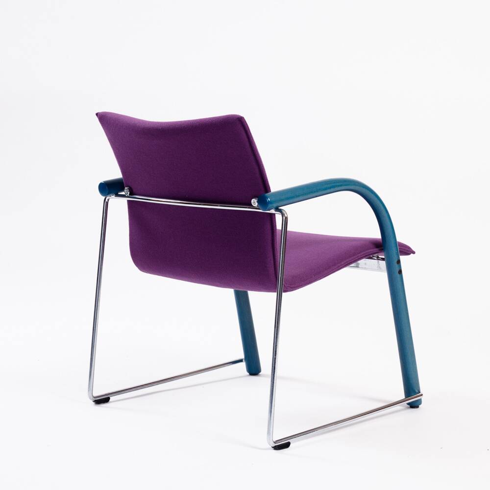 Fauteuil lounge Thonet Wulf Schneider s320 en laine violette, années 1980