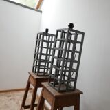 Paire géométrique des pieds de lampes en métal allemand