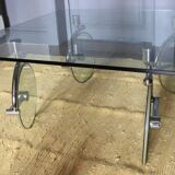 Table basse en verre & roues