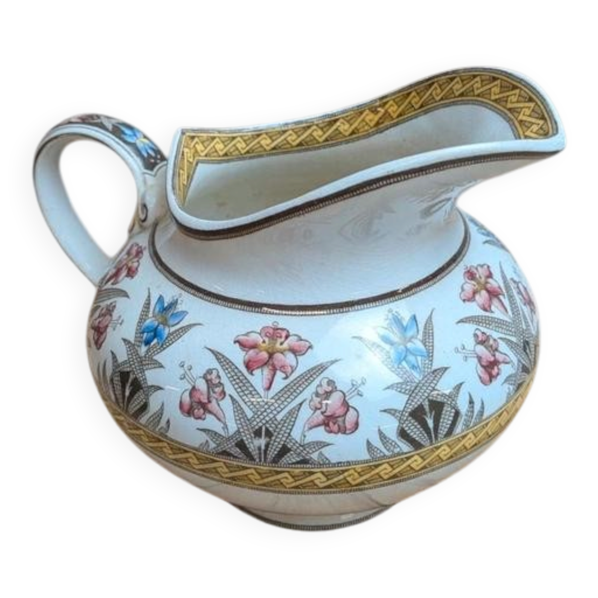 Old milk jug Sarreguemines U&c – Ironstone – Derby polychrome model