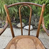 Baumann curved caned wood armchair, 1900