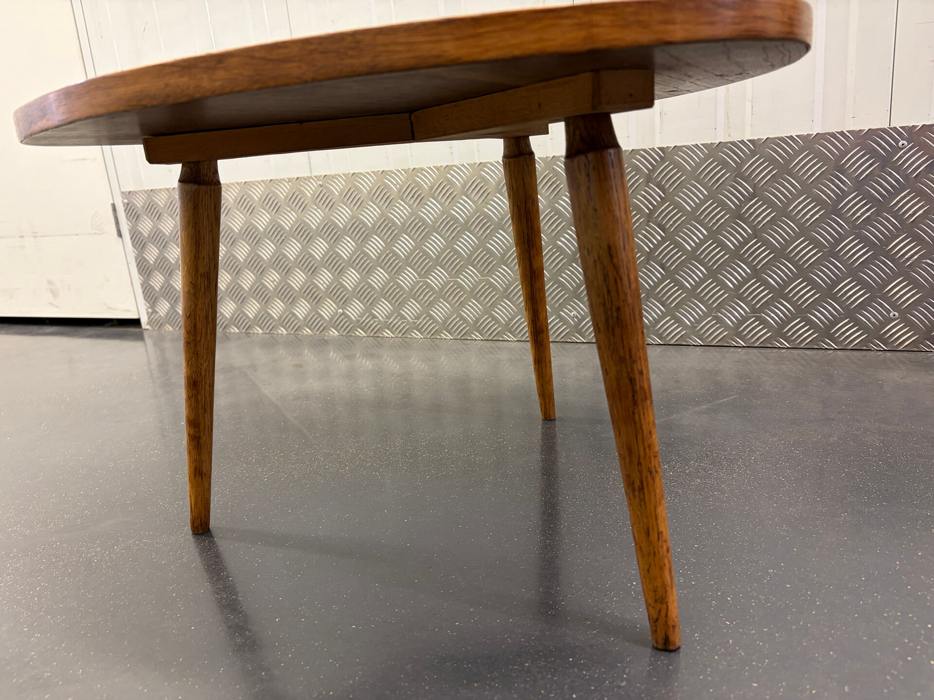 1950s natural oak tripod coffee table