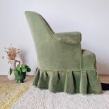 Antique crapaud armchair - green velvet