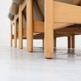 Canapé modulaire en bois et cuir du milieu du siècle