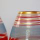 Vase year 50/60 blue granite glass, golden red stripes