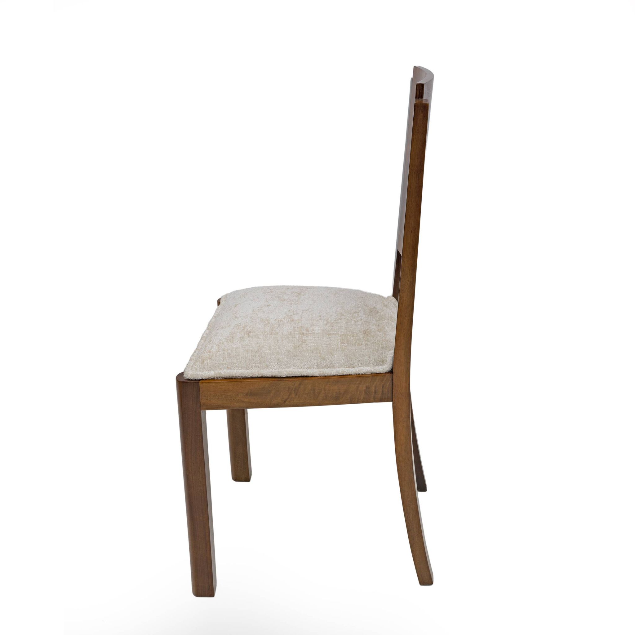 Six Art Dèco Italian Walnut Dining Chairs, 1940s