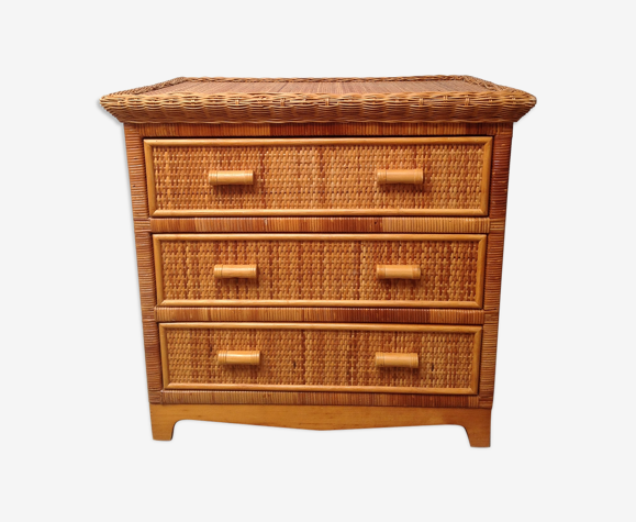 Rattan and wicker chest of drawers