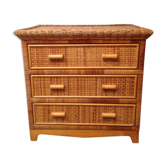 Rattan and wicker chest of drawers