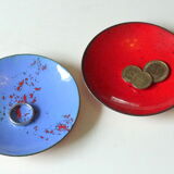 Set with 2 enamelled copper jewelry trays, ring trays, vintage