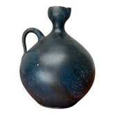 Vase carafe en poterie de studio brutaliste allemand vintage par Gerhard Liebenthron, 1980