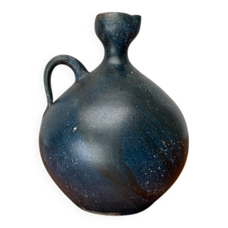 Vintage German brutalist studio pottery vase carafe by Gerhard Liebenthron, 1980.