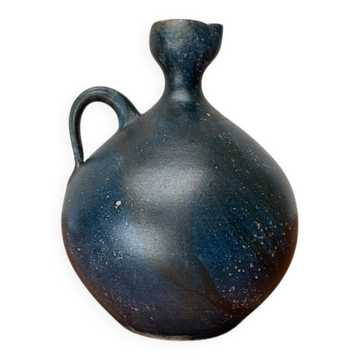 Vase carafe en poterie de studio brutaliste allemand vintage par Gerhard Liebenthron, 1980
