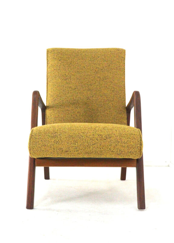 Knicos armchair in teak with yellow upholstery - very rare dutch design