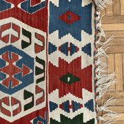 Ancient Turkish Kilim rug handwoven – geometric patterns 98x96 cm