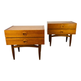 Pair of Scandinavian teak bedside tables 60s