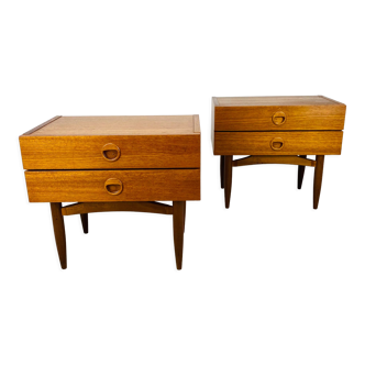 Pair of Scandinavian teak bedside tables 60s