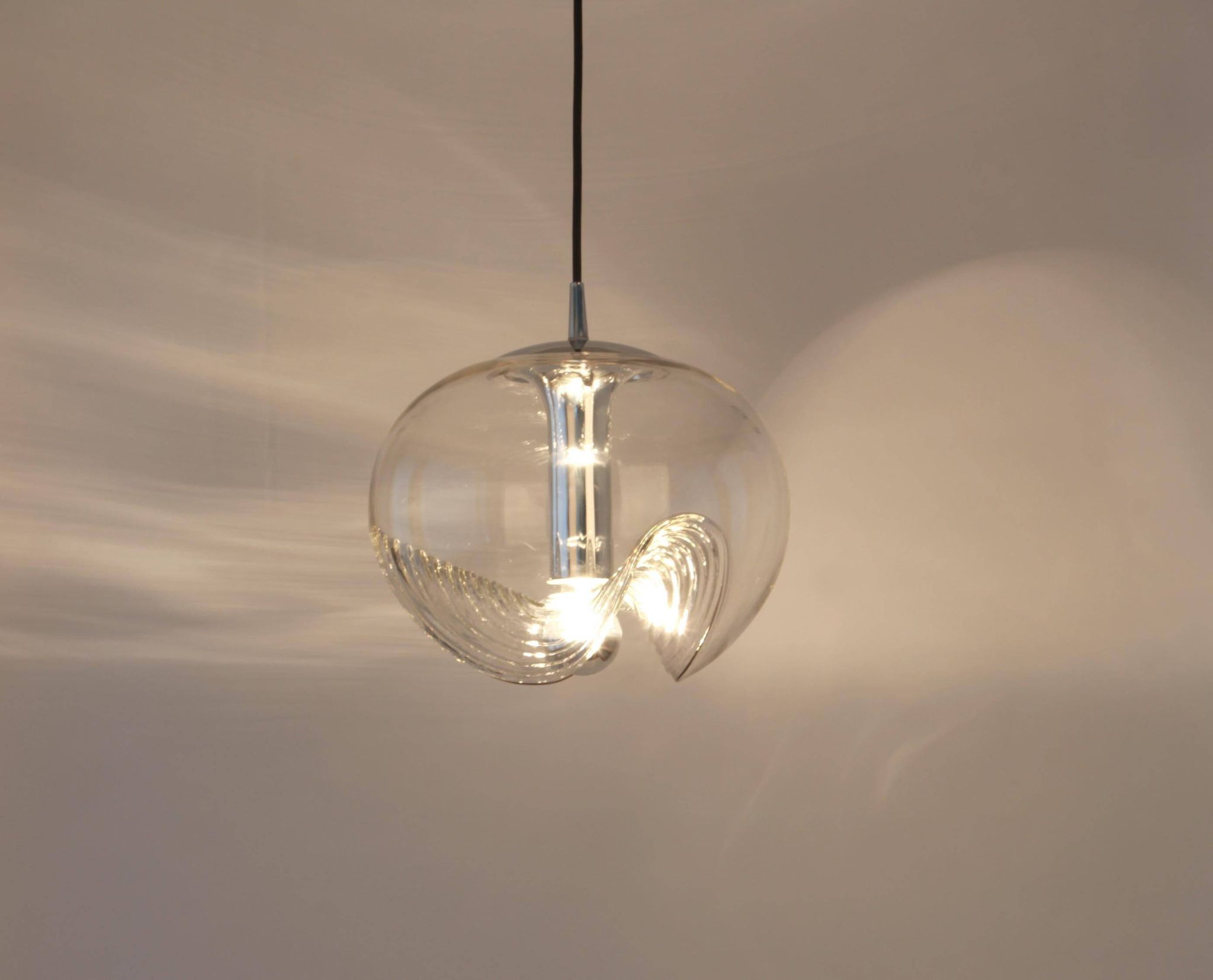 Transparent glass pendant designed by Koch & Lowy, Germany, 1970s