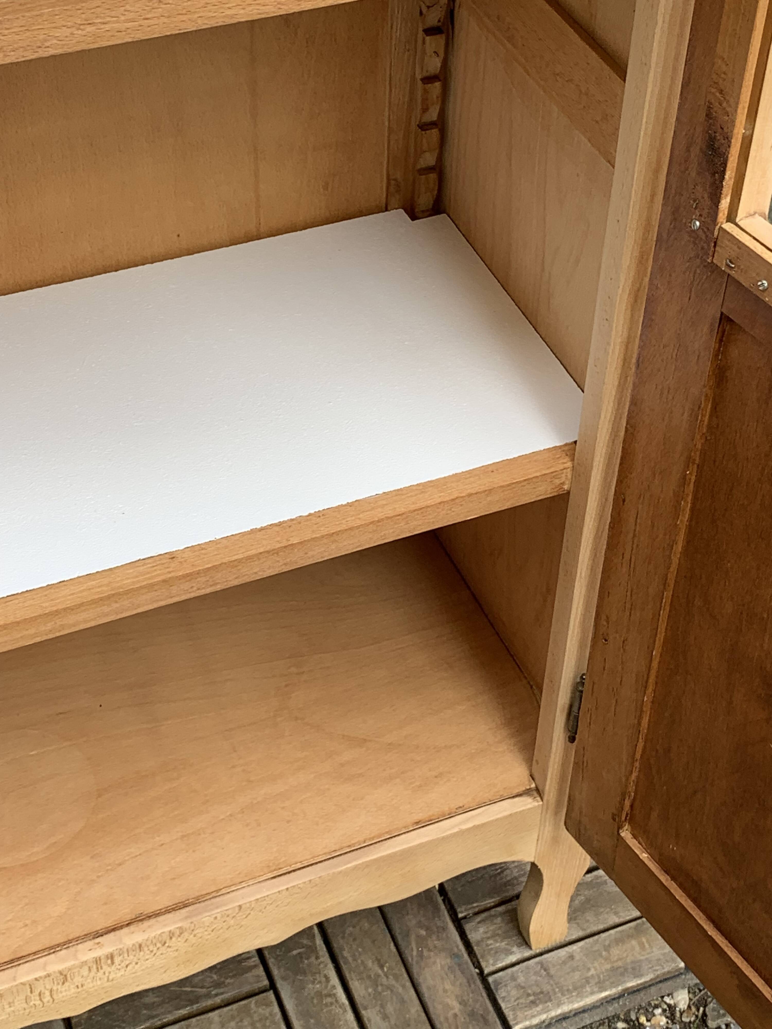 Parisian glass cabinet, raw wood, 1960s