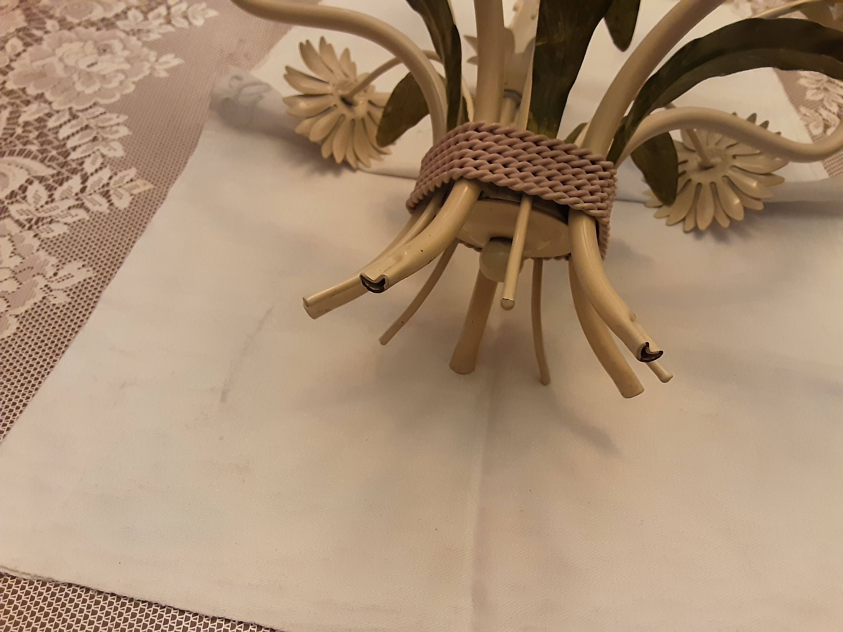 Metal chandelier with flowers decor 1990 - 2000