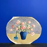 Watercolor with vintage double-sided rose bouquets