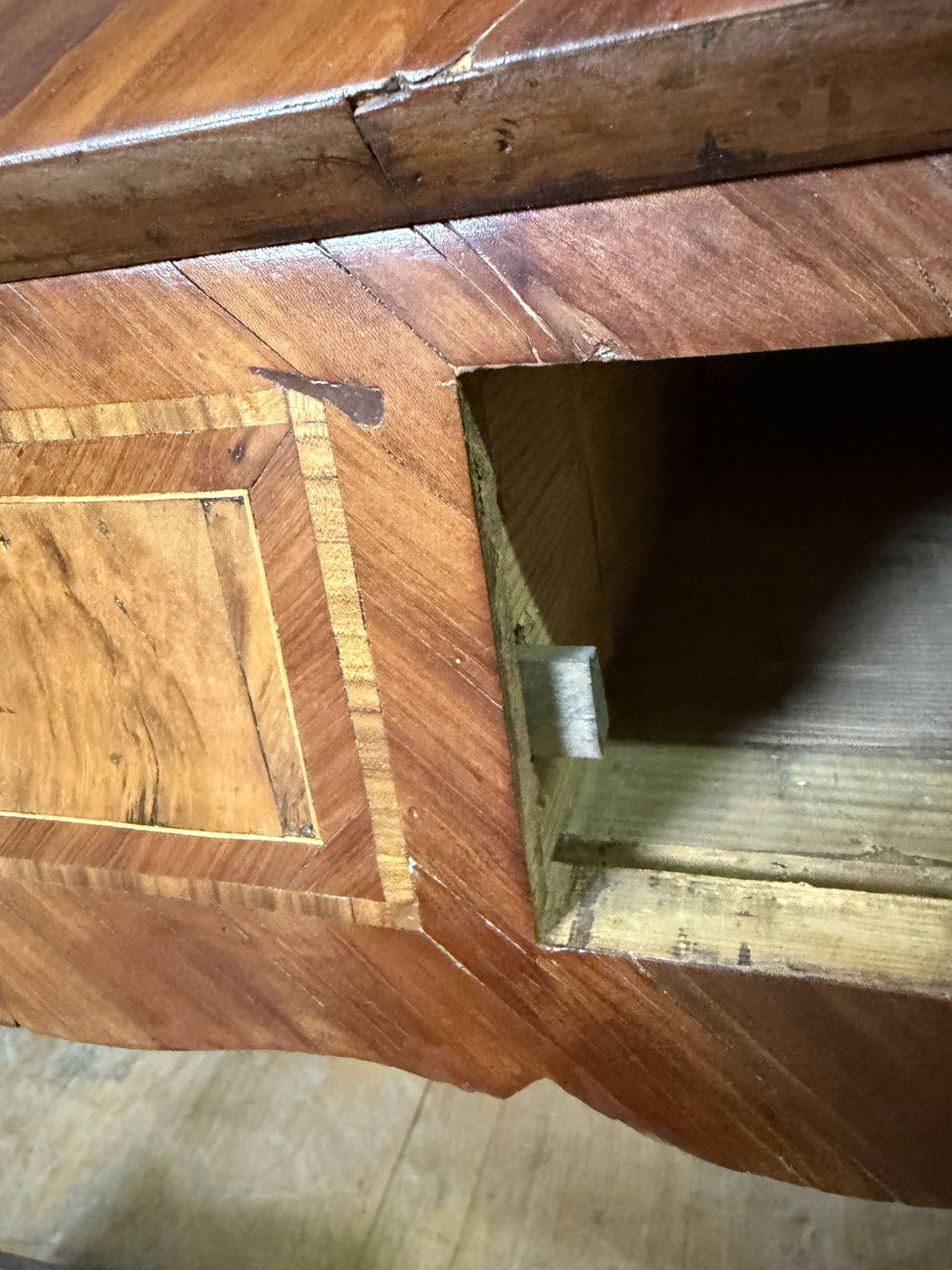 Louis XV slant-top desk in 18th-century marquetry.