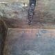 Antique marriage chest castle 17th century solid oak