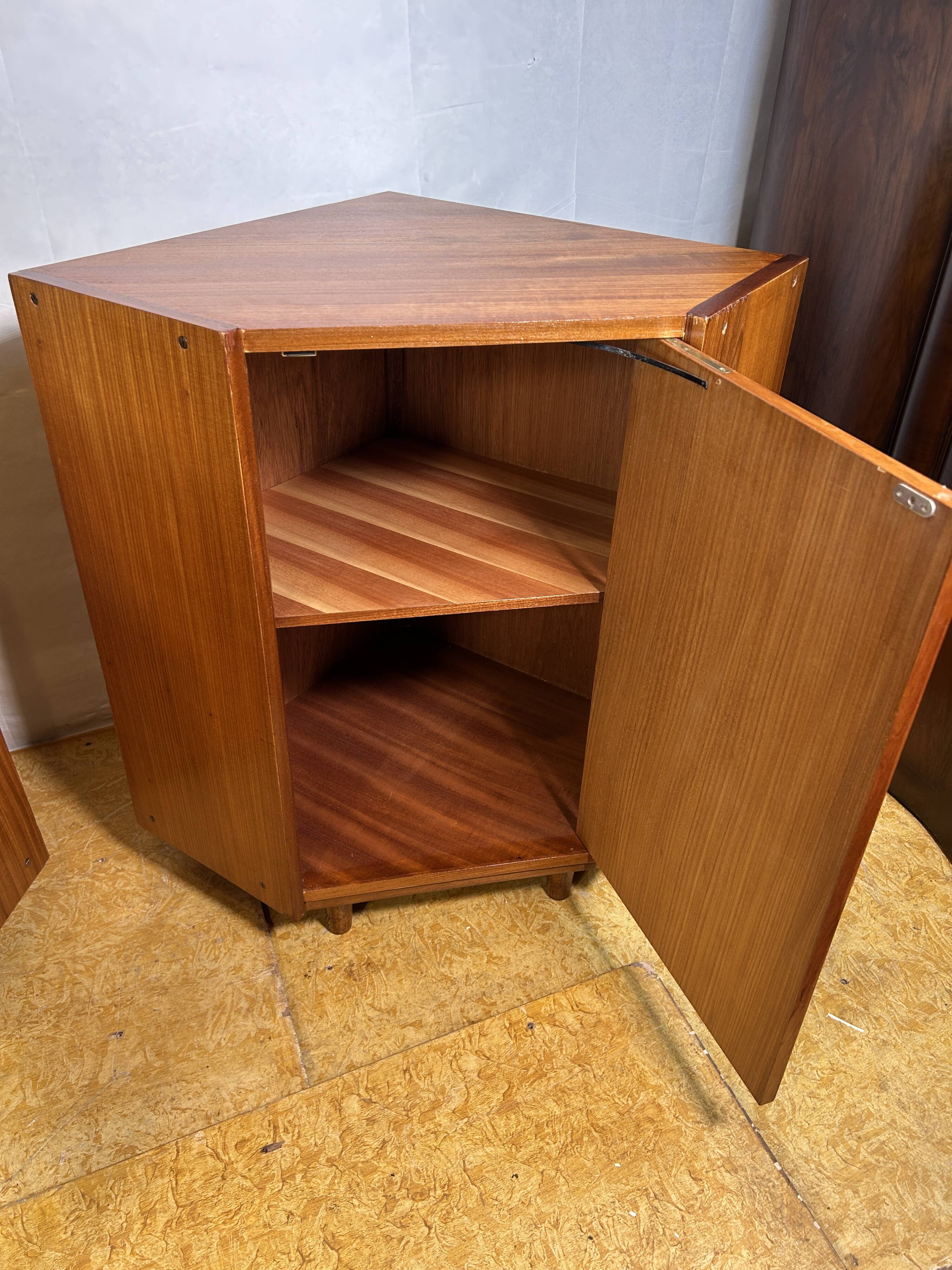 Mid-Century Retro Vintage Teak Pair of Corner Cabinets – 1960s Danish Desig