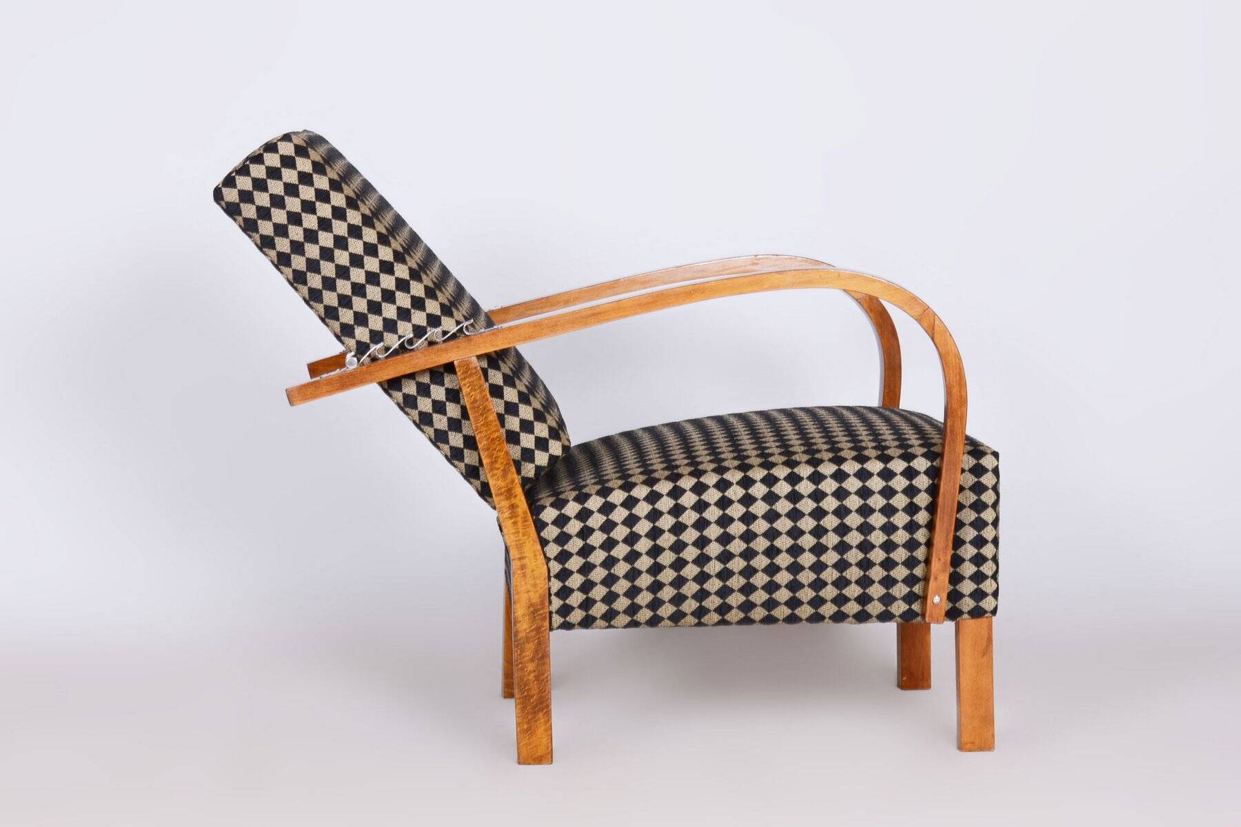 Art Deco Walnut Reclining Chairs, Czechia, 1930s, Set of 2