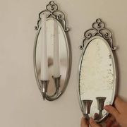 Pair of Swedish Tin Wall Sconces, Mid-Century Style with Mirror by Svenskt - Tenn