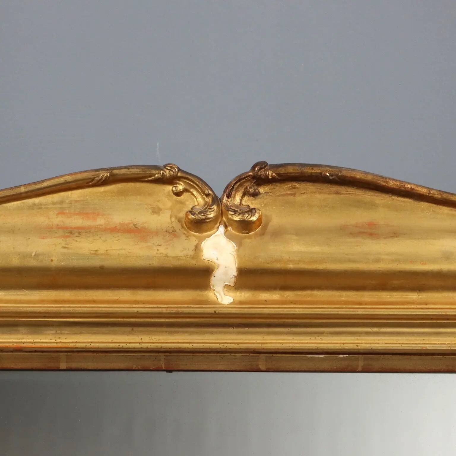 Antique carved and gilded wooden mirror, Italy, late 19th century.